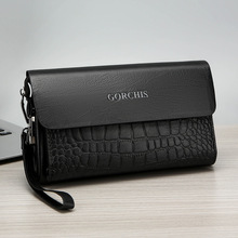 经典男士手拿包密码锁防盗手抓包多卡位大容量钱包鳄鱼纹潮男包