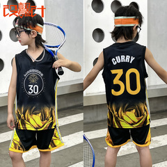 新型子供服子供バスケットボール服勇士チームレトロ30号倉庫里都市版ユニホーム子供服クラス服トレーニング服