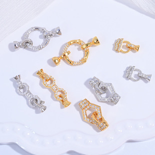 S925 Sterling Silver Zirconium Jewelry Buckle Pearl Necklace Buckle DIY Jewelry Buckle Double Buckle Head with Reception Tail Buckle SK90