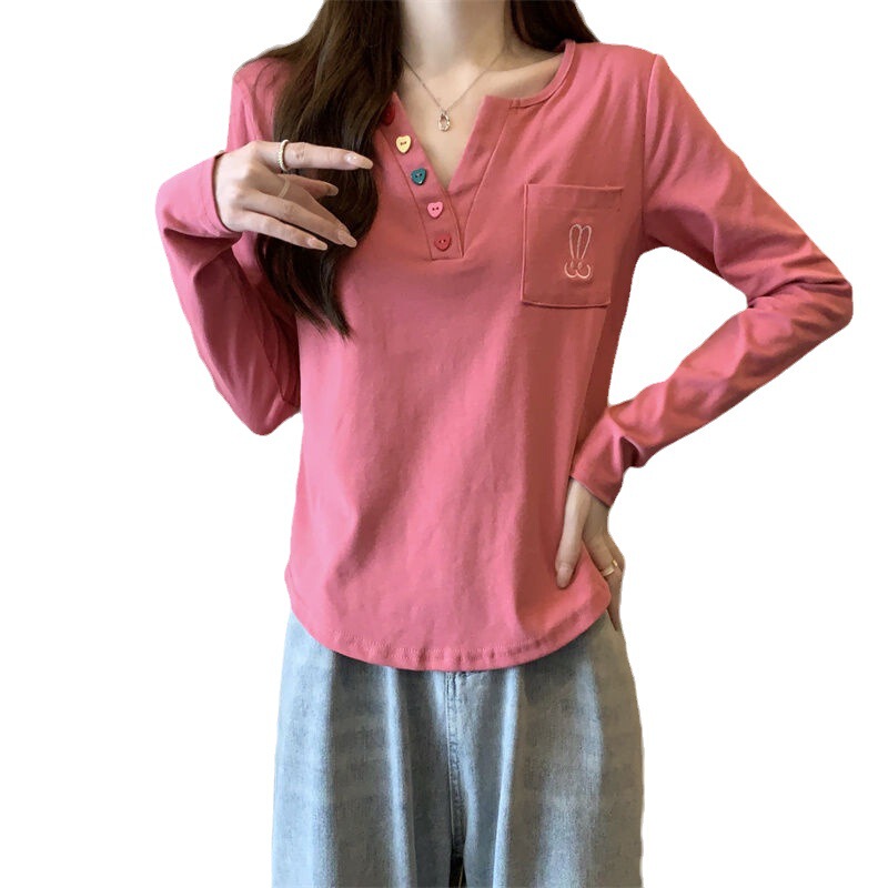 大きいサイズの婦人服の刺繍の正肩の長袖のtシャツの底のシャツの秋冬の太っているmmはお腹を遮ってやせています。|undefined