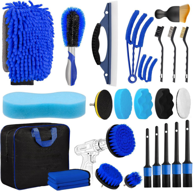 Factory Direct Sale of the Popular 26-Piece Car Wash and Cleaning Brush Set, Cleaning Brush, Electric Drill Brush Head, Car Interior Detail Brush Factory Direct Sale of the Popular 26-Piece Car Wash and Cleaning Brush Set, Cleaning Brush, Electric Drill Brush Head, Car Interior Detail Brush