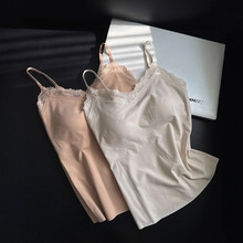 蕾丝性感粉底液磨毛吊带背心女带胸垫可外穿修身显瘦内搭打底上衣