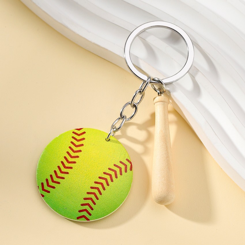 12g Weight Keychain Classification 1 Piece Quantity Daily Occasion Wood Material Baseball Pattern Unisex Gender Sports Style 1 Piece Sports Baseball Wood Unisex Keychain 10