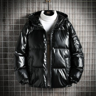 New Winter Cotton-Padded Clothes for Men, Trendy Brand Thickeneded Velvet Cotton-Padded Jackets, Trendy 2024 Large Size Short Glossy Thick Outwears