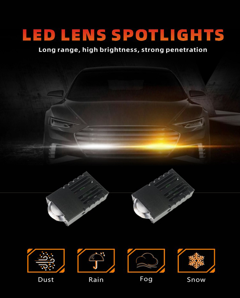 Car LED front fog lamp i17 grid grid spotlight 1.5 inch white yellow two-color module matrix motorcycle electric