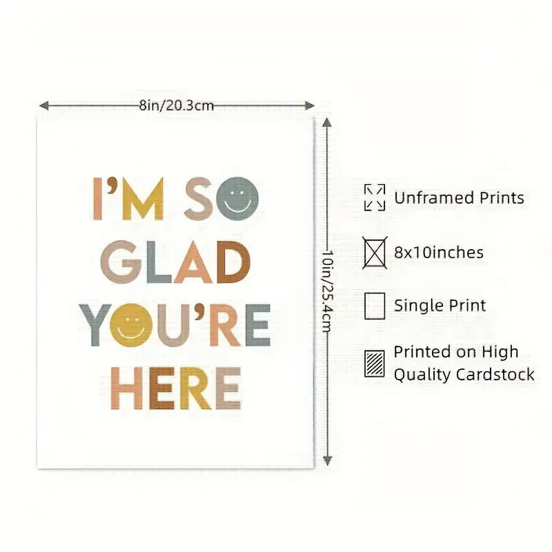 我很高兴你在这里教室装饰,友善,,激励墙艺术,教师礼品灵感墙艺术