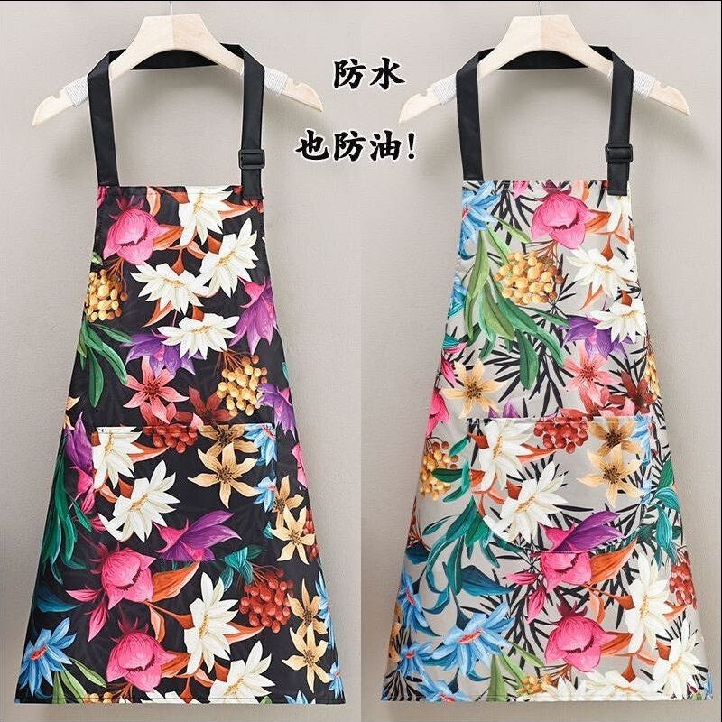 Apron for Home Use, Waterproof and Oil-Proof, for Kitchen Cooking, Adult Cute Stylish Restaurant Rose Flower Work Uniform for Men and Women Apron for Home Use, Waterproof and Oil-Proof, for Kitchen Cooking, Adult Cute Stylish Restaurant Rose Flower Work Uniform for Men and Women