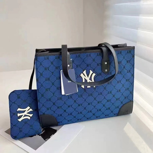 Korean Mlb Tote Bag 2024 New Women's Retro Large Capacity Ny Fashion Easiest for Match Commuting Portable Shoulder Bag