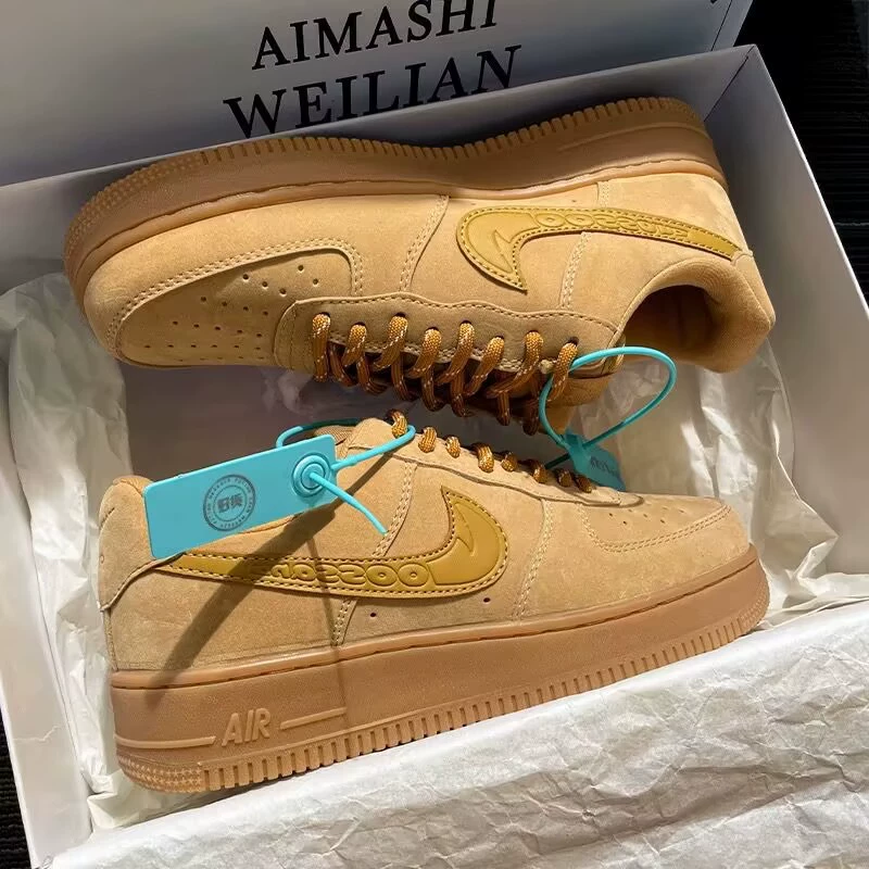 Кроссовки Nike Air Force 1 унисекс из Путиан, чисто белые, низкие, белые кеды, модные спортивные кроссовки в цвете «пшеничный».