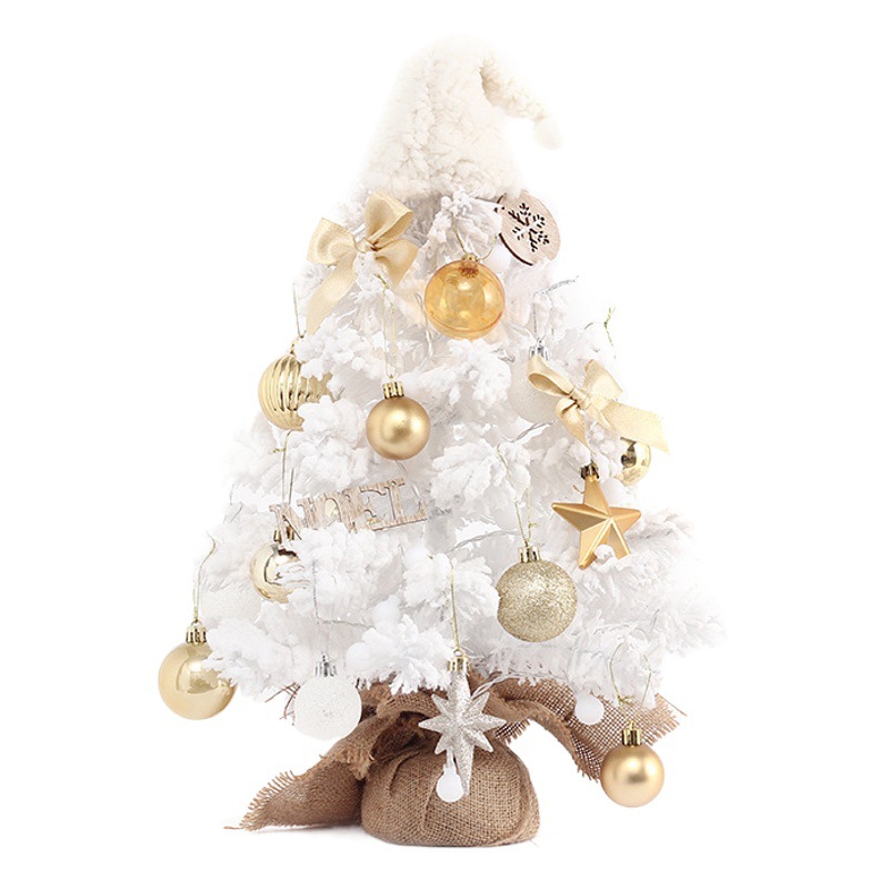 Transfronterizo nuevas decoraciones de Navidad flocado mini árbol de Navidad conjunto LED escritorio adornos de árbol de Navidad