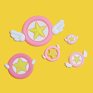PVC soft rubber Wings star mobile phone airbag bracket accessories mobile phone case DIY silicone patch Sakura magic wand