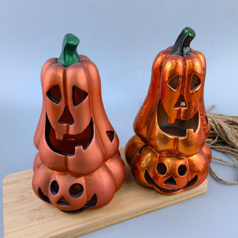 Lámpara de calabaza LED de Halloween, cosecha de otoño, festival de fantasmas, artesanía de cerámica, decoración, muestra de calabaza, personalización de imagen