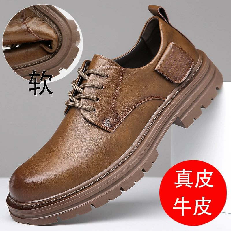 Осень 2023 года винтажная кожаная обувь из воловьей кожи, мужская обувь с большим инструментов, повседневные короткие сапоги с низким верхом, модная обувь, мужская обувь Martin
