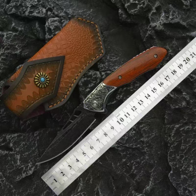 厂家现货大马士革钢折叠刀随身便携户外刀迷你野营生存战术锋利