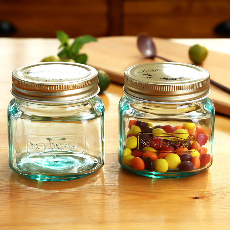 Factory direct supply Scybe Xibimog glass sealed jar with lid tea dried fruit thickened storage jar three colors