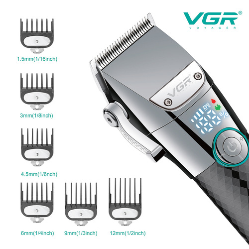 VGR new professional hair clipper LED digital display IPX7 washable electric clipper base rechargeable shaving clipper V-682
