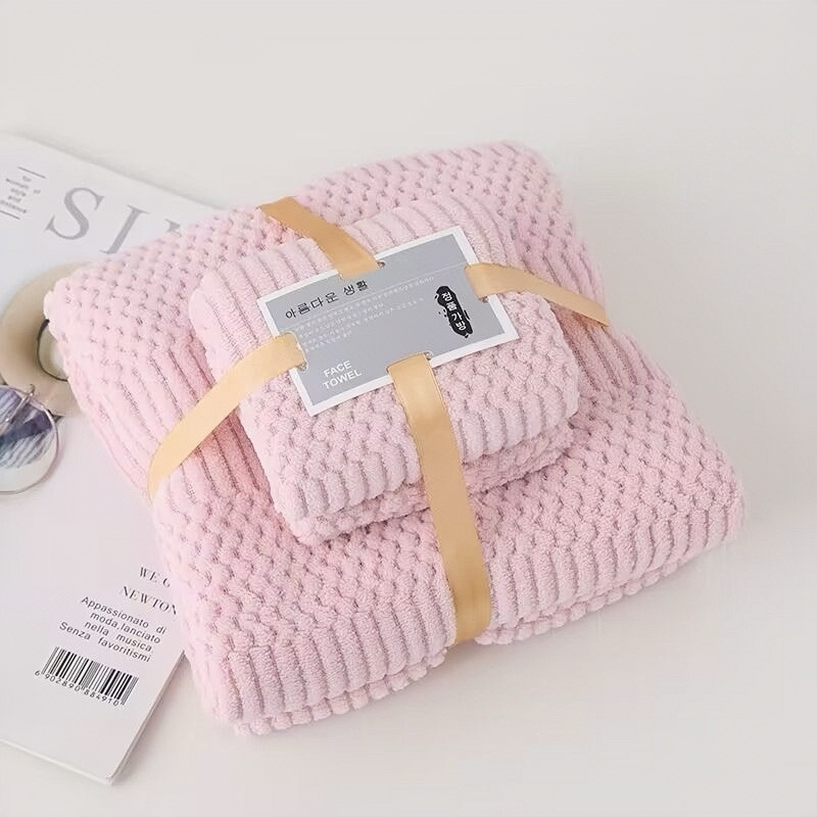 Toalla de coral de peluche de borde conjunto de toalla de baño de color sólido suave absorción de agua toalla de playa material ecológico para el hogar diario