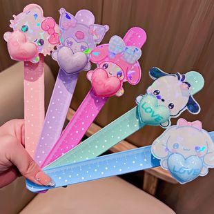 New Laser Children's Luminous Rotating Nezha Snap Ring Silicone Bracelet Sanrio Toy Cartoon Girl Cute