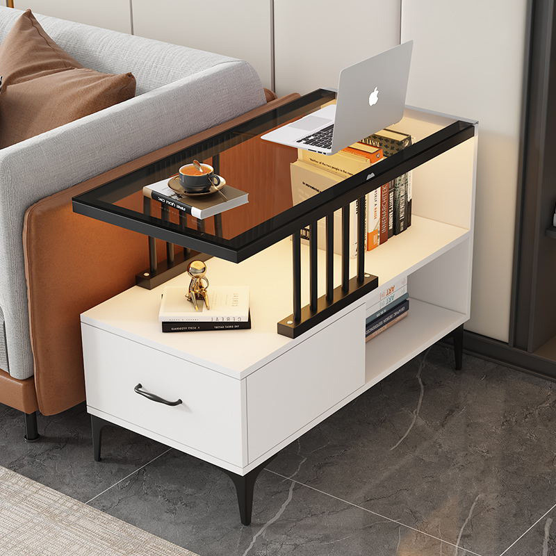 Mesa contra la pared estrecha simple y ligera estante de lujo sofá lado del gabinete varios lados de la mesa mesa de té pequeño mini borde
