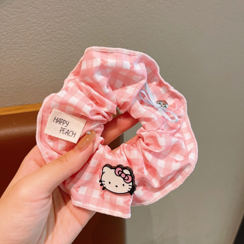 韩系字母布标卡通猫咪格子蕾丝花边大肠发圈甜美可爱清新少女发绳|undefined