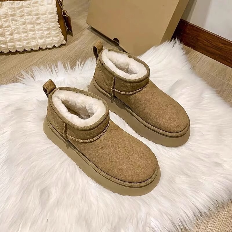 厚底雪地靴女皮毛一体2025新款冬季周冬雨同款加绒保暖面包大棉鞋|undefined