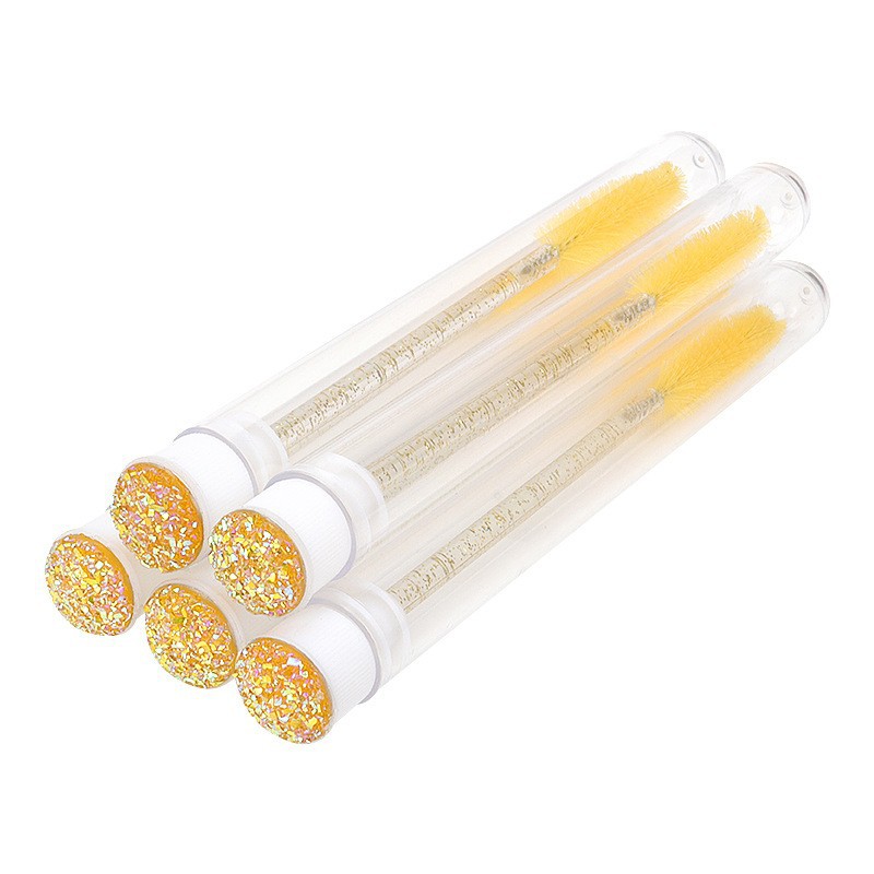 Cepillo para pestañas con tubo perforado, cepillo para pestañas desechable con varilla de cristal, peine para cejas, cepillo para pestañas portátil para maquillaje