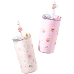 5YA1 Wholesale High-Quality Insulated Glass Straw Cup Stainless Steel Large Capacity Cold Coffee Dual-Use Summer Women