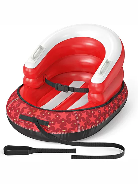 Winter outdoor snow toys: PVC inflatable snow sled with a canvas cover and leash, cold-resistant and thickened for children