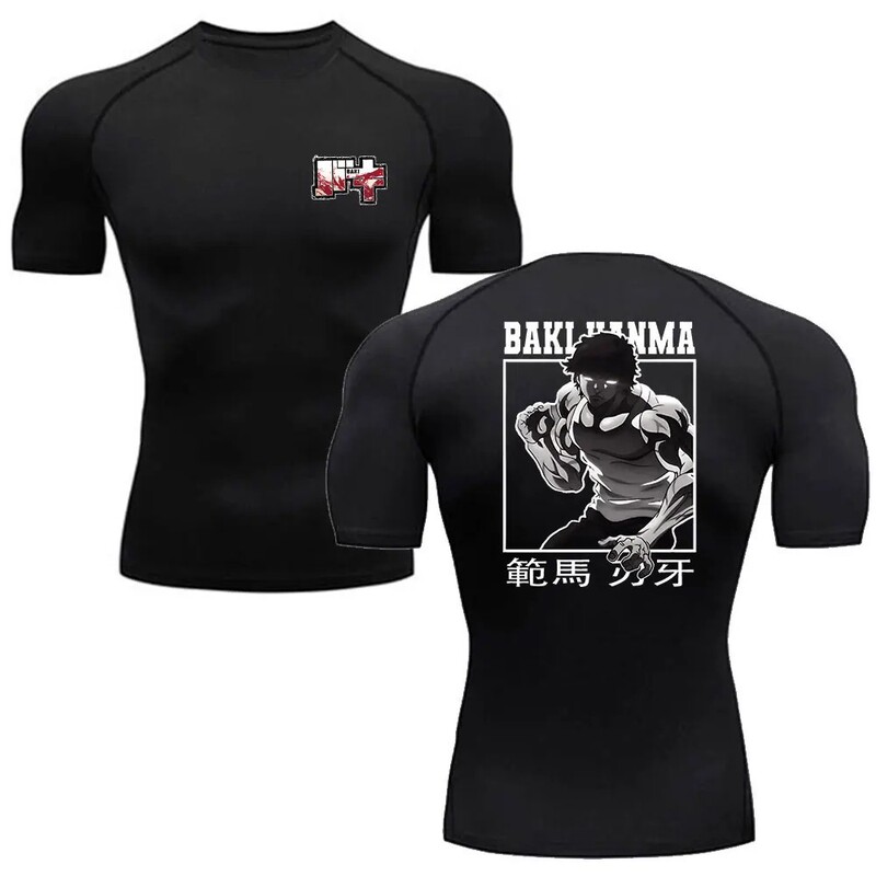 Fitness T-Shirt Anime Baki Hanma Men's T-Shirt Gym Outdoor Training Mma Boxing T-Shirt Sports Shirt