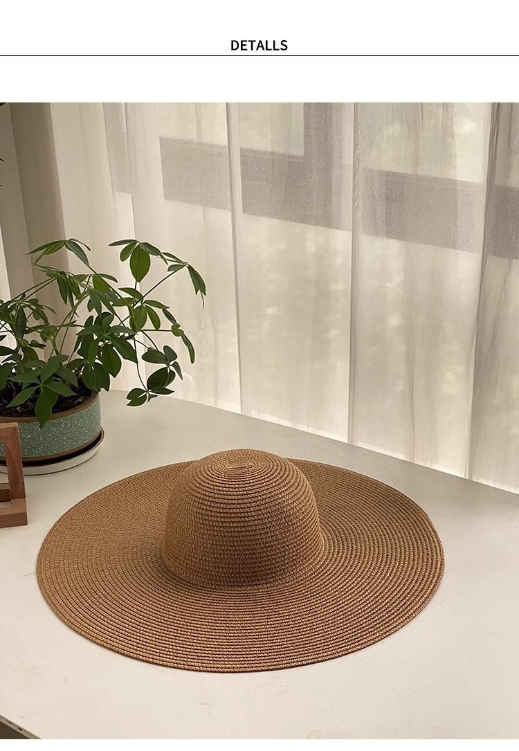 Women's Wide Brim Straw Hat Foldable Beach Sun Hat For Vacation_voghion.com
