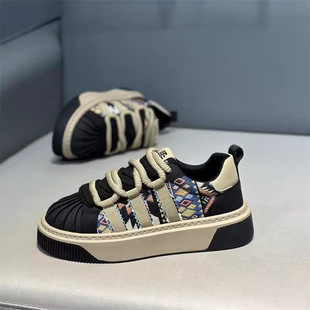 New Fashionable Shell-Toe Sports and Casual Shoes, Versatile Daily Commuting Low-Cut Thick-Soled Shock-Absorbing Men's Sneakers, Ethnic Style