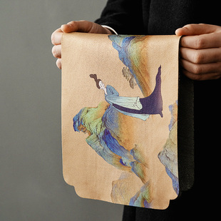 Suede High-grade Tea Towel Absorbent Retro Style Ancient Painting Traditional Chinese Painting Special Tea Towel Rag Tea Table Coffee Table Small Towel