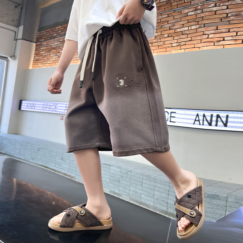 Boys' Summer Gradient Casual Shorts 2024 New Handsome Pentagram Children's Boys Thin Loose Pants Trendy_voghion.com