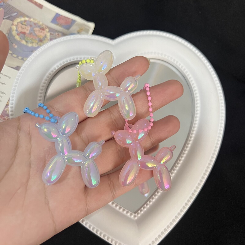 Barbie Poodle Balloon Dog Keychain Sweet Cool Hot Girl Headphones School Bag Pendant Colorful Poodle Dog Simple Pendant