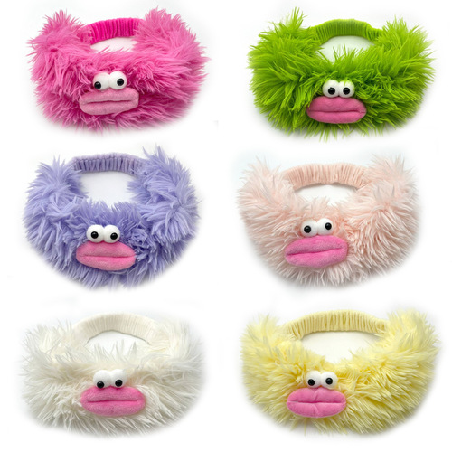 Cute and quirky, long-haired, plush striped ox horn-shaped face-washing party hair tie for girls