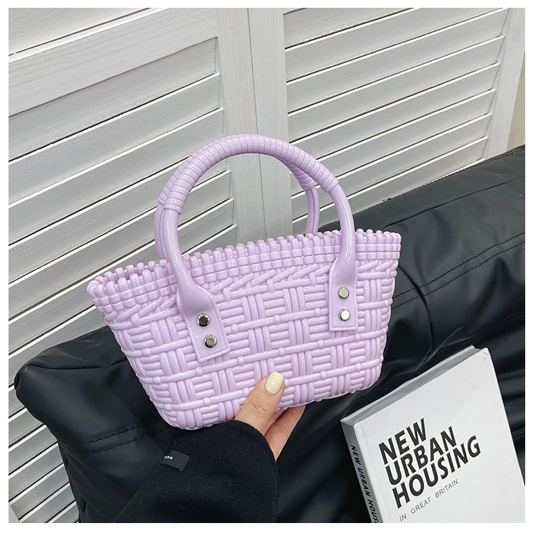 2025 New trendy and versatile crossbody mini vegetable basket jelly bag, fashionable hand-held woven bag, mini tote women's bag undefined