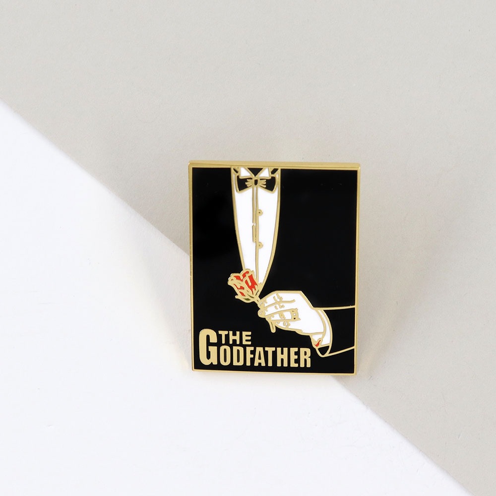 The Godfather Mafia Corleone Family Black Suit Metal Badge Novel Movie Merchandise Brooch Accessory Gold