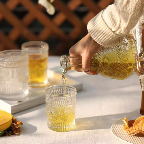 Sunflower Glass Cup Retro Relief Cup Household High-Quality Wine Glass Coffee Cup Juice Drink Cup Gift