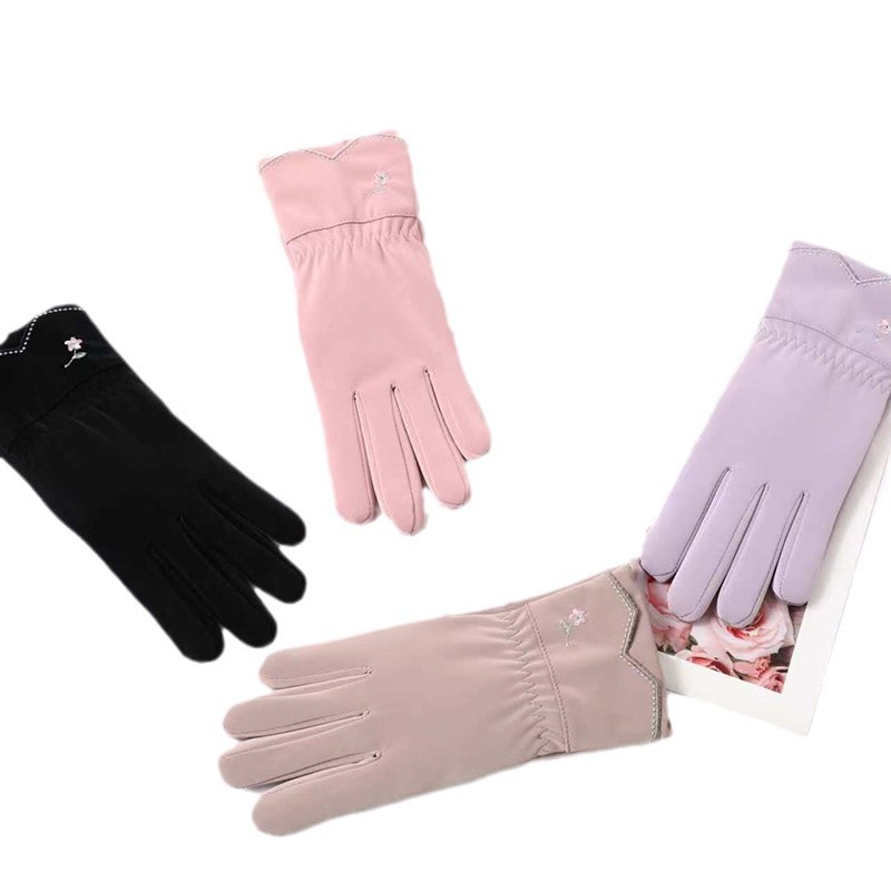 Guantes de invierno para mujer forrados de lana engrosada estudiante cálido resistente al frío pantalla táctil conducción guantes de coche eléctrico al por mayor