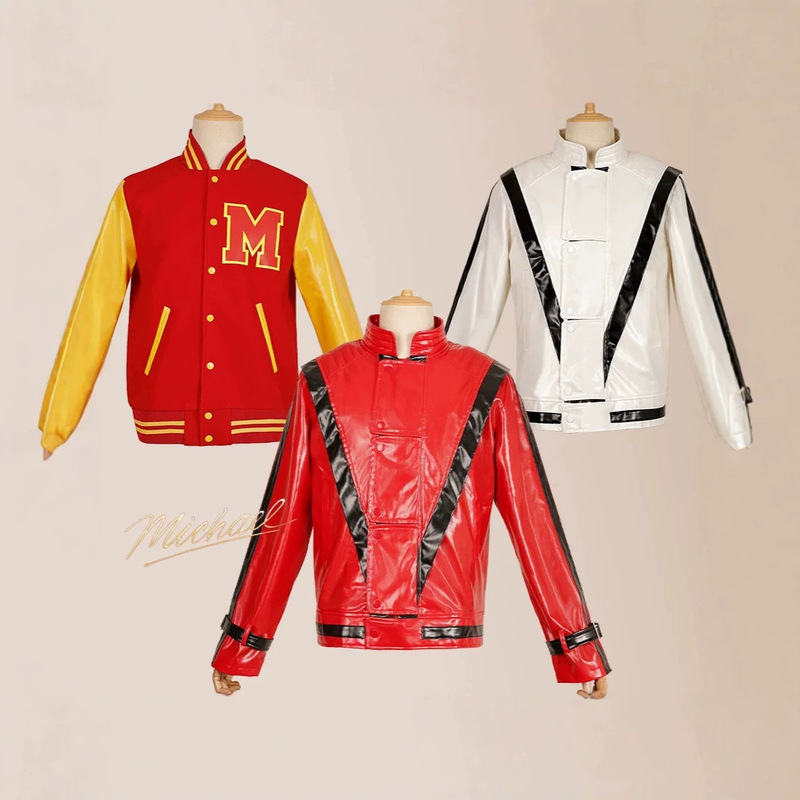 Halloween Costume Michael Jackson cosplay red leather jacket Jackson cosplay party outfit