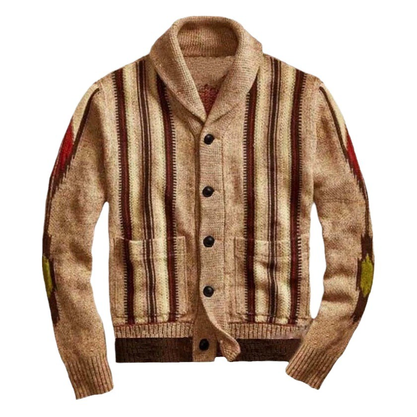 Европейская и американская внешняя торговля новый мужской осенне-зимний жаккардовый свитер с длинным рукавом с лацканами верхняя одежда свитер куртка мужская SY0009