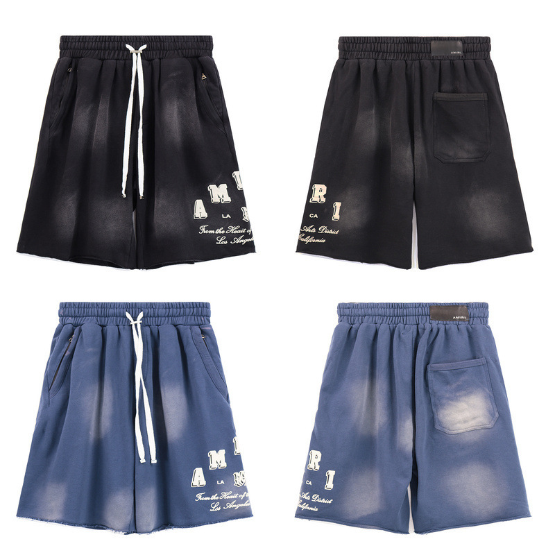 Cross-border Foreign Trade Trendy Brand AMIRI Washed Old Letter Printed Couples All-match Loose Shorts Men's and Women's Pants