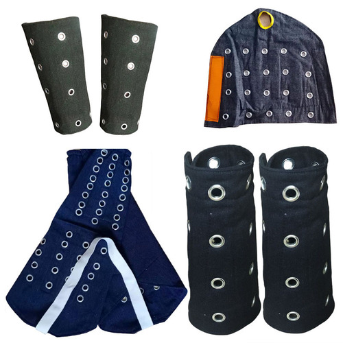 Men's Jeans Cut-Resistant Apron with Steel Ring Canvas Leg and Wrist Guards with Steel Bars, Glass Factory Work Protective Safety Gear