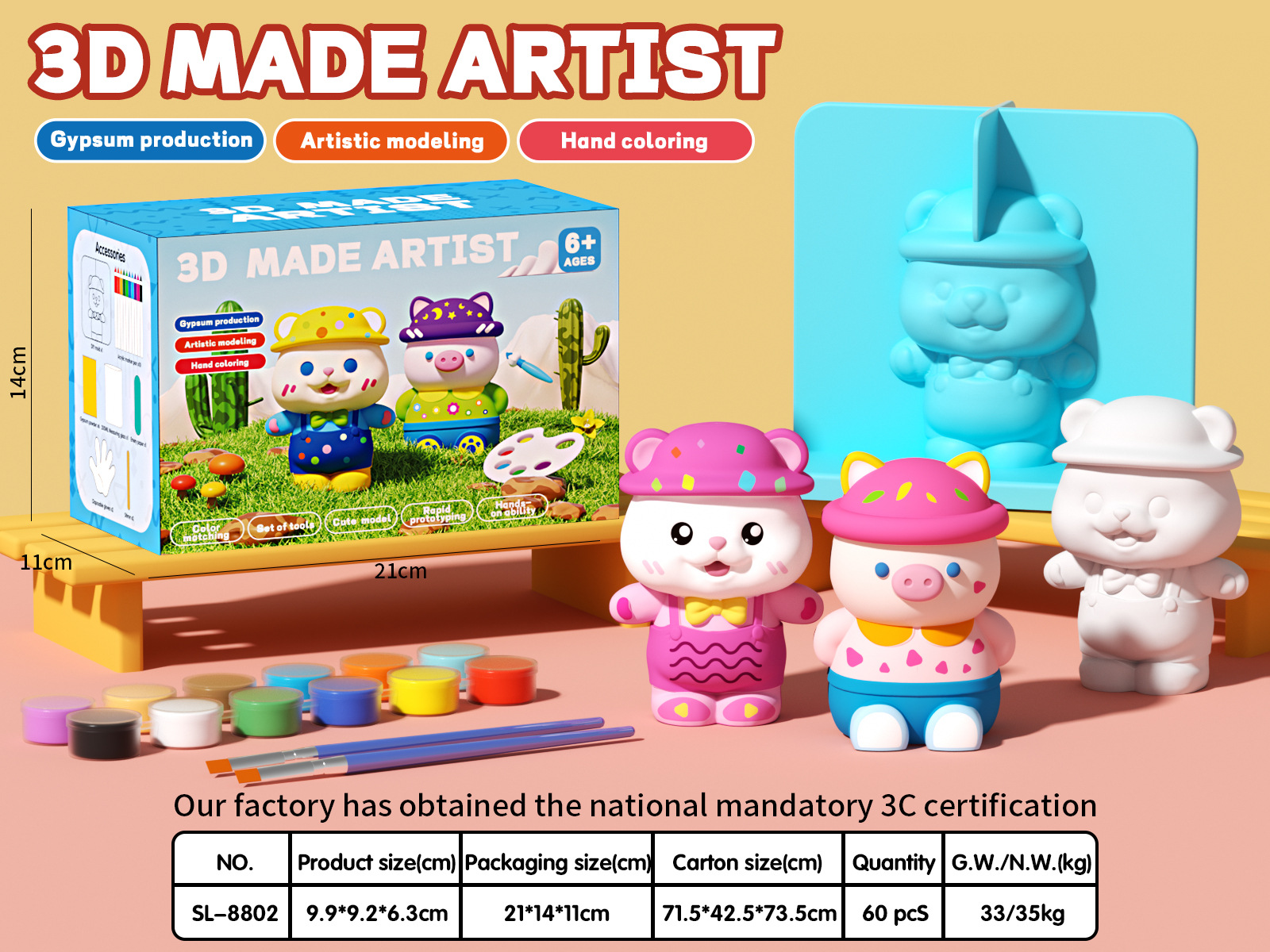 Can make 6 bears (packed in color box) cute new style