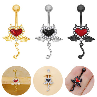 Gaibei Europe and the United States cross-border niche trend of personalized gold-plated bat navel ring demon love piercing navel nail navel ring