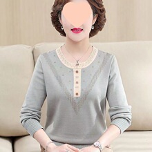 2025年新款妈妈装春秋大码薄款打底气质针织衫上衣中老年宽松毛衣