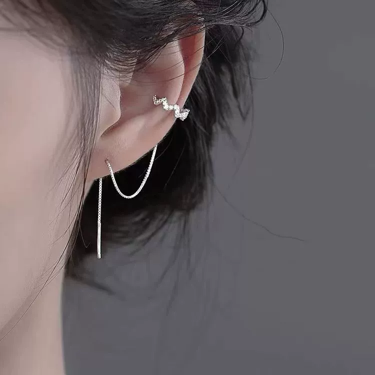 Серьги из стерлингового серебра 925 пробы, корейские элегантные длинные серьги с кисточками, простые серьги в форме буквы C, персонализированные серьги ins159EX