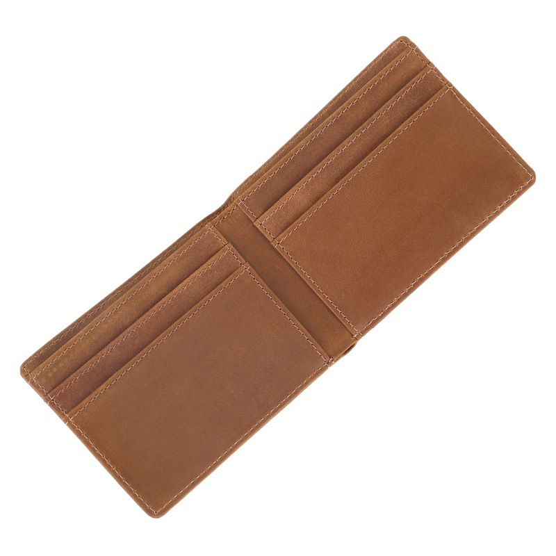 Cross-border retro leather wallet men's horizontal foreign trade handmade crazy horse leather card bag RFID multi-card wallet manufacturers