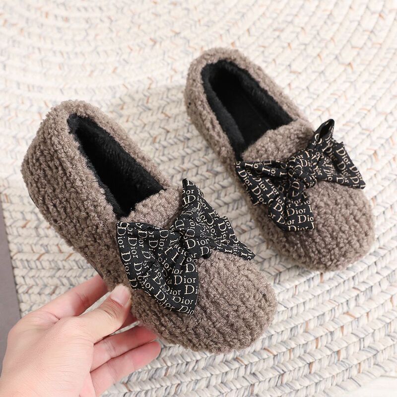 Women's Winter Cotton Shoes with Plush Lining, Loafers, Trendy Winter Slippers for Outdoor Wear, Autumn and Winter Models, Direct from Manufacturer