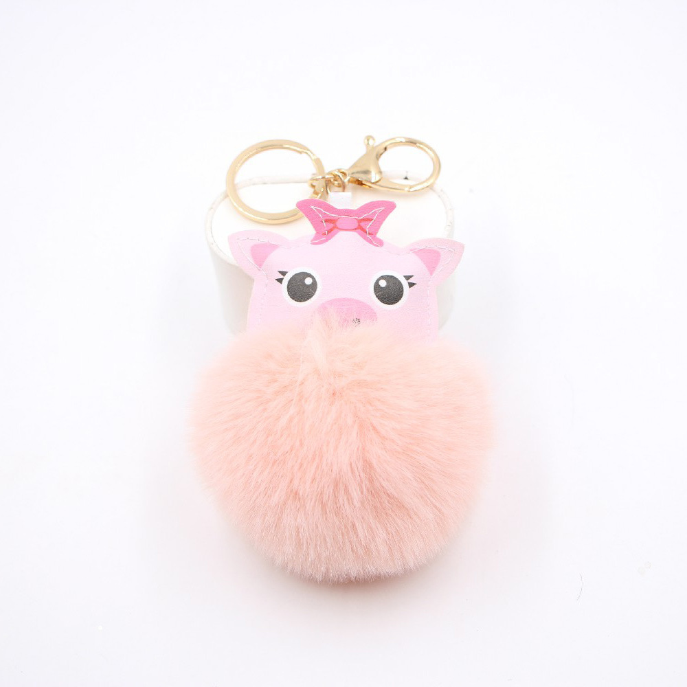 Lindo Llavero De Bola De Pelo De Cerdo Europa Y América  Pig Plush Bag Accesorios Colgante Regalo display picture 10